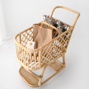 ชุดรถเข็นซูเปอร์มาร์เก็ตของเล่น DIY ขนาดเล็กจากโรงงานเวียดนาม ทำจากหวาย  แบบยั่งยืน ปรับแต่งขนาดได้ สำหรับตุ๊กตาเด็กนักเรียนและร้านค้า - Product Image 3