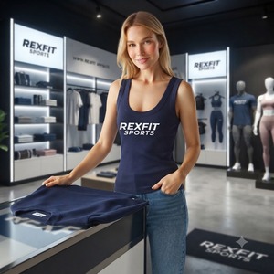 REXFITSPORTS 2026 Top Deportivo Personalizado con Logo para Mujer, Cuello Redondo, Sin Mangas, Ajustado, Estilo Casual, Básico, Venta al Por Mayor - Product Image 2