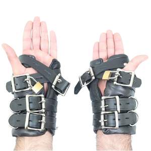 Leather <b>Bed</b> Restraints Set Adjustable Straps with Locking Metal Clips - Product Image 3