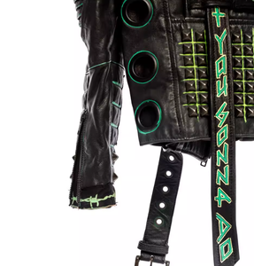 FURAT LEATHERS OEM Your Own <b>Punk</b> Style Bad Boy Leather Biker <b>Jacket</b> Stand Breathable Customized Embroidered Rhinestone Men's - Product Image 2