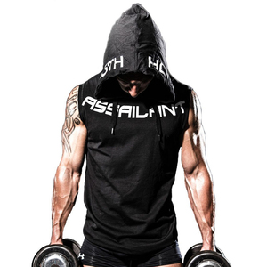 Débardeur à capuche sans manches pour homme, en mélange de coton, pour musculation, entraînement, gym, fitness, avec cordon de serrage, logo personnalisé - Product Image 5