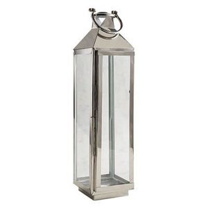 Linea Exports Inc <b>Silver</b> Metal Handmade <b>Lantern</b> Candle Holder with Glass Panels and Decorative Top for Home Decoration Wedding - Product Image 4