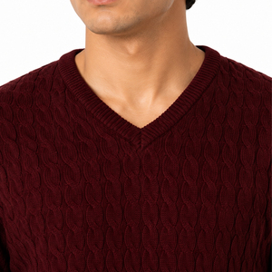 Pull en acrylique pour homme, col rond, tricoté, fournisseur de vêtements en acrylique pour homme, pull en acrylique col en V, fabricant en gros de vêtements tricotés pour homme - Product Image 5