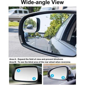 กระจกมองหลังแบบนูน 2 ชิ้น สำหรับรถยนต์ กระจกมองข้างรถยนต์ กระจกมองจุดบอดรถยนต์ - Product Image 5