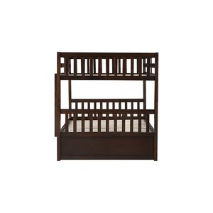 Letto a castello matrimoniale in legno di gomma con letto estraibile convertibile e sponde di sicurezza per camerette dei bambini - Product Image 2