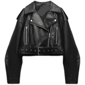 Women's Genuine <b>Leather</b> <b>Long</b> Sleeve Zipper Lapel Winter Regular Coat Eco-Friendly Breathable Fur Lined Street Motorcycle <b>Jacket</b> - Product Image 1