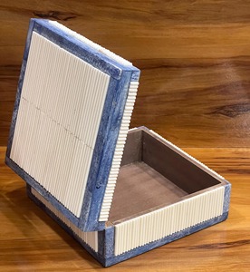 Blue White Handmade Bone Inlay Minimalist Design Rectangle Jewelry Box Modern Decor Organizer Handcrafted Artisan Treasure Box - Product Image 4