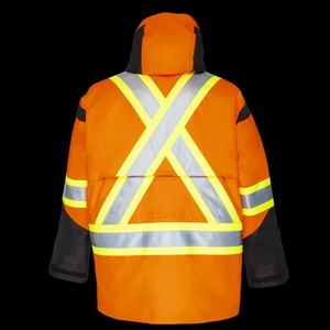 Hi Vis Reflector Softshell Long Jacket For Men High Quality <b>Waterproof</b> Construction Security <b>Work</b> Wear With Hooded Collar - Product Image 4