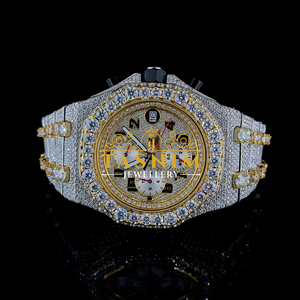 Premium Quality Custom Stainless Steel Business Sport Fashion Hip Hop Style Iced VVS Moissanite Diamond Quartz Glass Limited - Product Image 1