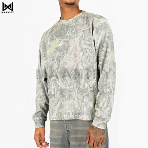 T-shirt à manches longues en tricot gaufré camouflage pour homme, coupe oversize, streetwear, uni, personnalisable MAANIFY - Product Image 5