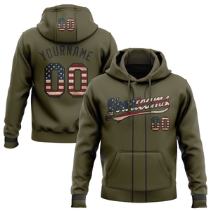 Sudadera con Capucha de Béisbol Negra con Bandera de EE. UU. Vintage Cosida a Medida de OMMIZ INDUSTRY al por Mayor - Product Image 1