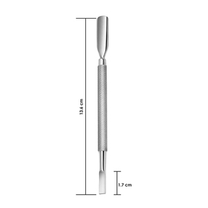 Pousse-cuticules professionnel en acier inoxydable pour les soins des ongles, avec une conception à double extrémité pour une manucure de qualité salon. - Product Image 5