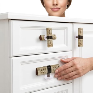 Beads Art Handmade Rattan Wood Cylindrical Drawer Handle Industrial Woven Design Easy Installation for Home Office Furniture - Product Image 3