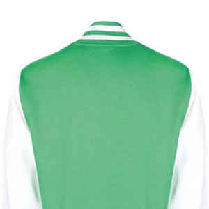 เสื้อแจ็คเก็ตวาร์ซิตี้สีเขียวขาวสำหรับผู้ชาย สไตล์ลำลอง แนวเบสบอล ทรงบอมเบอร์ สีพื้น ปกคอพับ ทรงปกติ เหมาะสำหรับใส่ในฤดูใบไม้ร่วง - Product Image 5