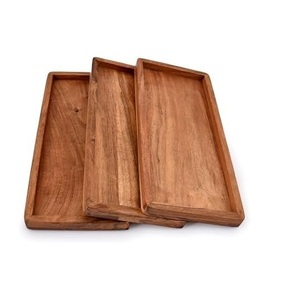 Plateau rectangulaire en bois de manguier naturel pour servir des collations, des boissons, le petit-déjeuner, le déjeuner, durable, élégant, accessoire de cuisine pour la maison - Product Image 1