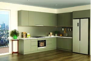 Vietnam Modern <b>Wall</b>-Mounted Kitchen <b>Cabinets</b> Durable Particle Board MDF Plywood Eco-Friendly <b>Metal</b> Handles Apartment Use 5 - Product Image 1