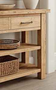 โต๊ะคอนโซลไม้เนื้อแข็งคุณภาพพรีเมียมพร้อมลิ้นชักเก็บของสองช่องและชั้นวางแบบเปิดสองชั้น เฟอร์นิเจอร์ทางเข้าบ้านสไตล์เรียบง่าย - Product Image 2