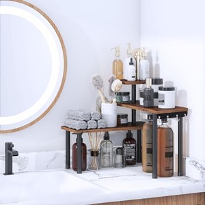 Pine Wood Whitewash 3-Tier <b>Rustic</b> Spice <b>Shelf</b> Farmhouse Kitchen Organizer Wholesale - Product Image 4