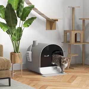 Light Gray XXL <b>Cat</b> Litter <b>Box</b> with Large Inner Space 17"x17"x18.5" Covered Tray Scoop Filter Indoor Use Made of PP Plastic - Product Image 2