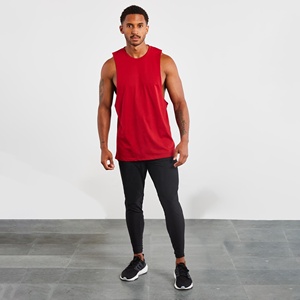 Camiseta sin mangas de algodón para hombre, estilo fitness, cuello redondo, aberturas en los brazos, logo frontal, estilo urbano, 180g, camiseta de tirantes para gimnasio, camiseta muscular. - Product Image 6
