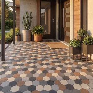 400x400mm 12mm Heavy Duty Ceramic Parking <b>Floor</b> Tiles Punch Finish Anti Slip Outdoor Driveway Garden Walkway Hotel 5 Year - Product Image 3
