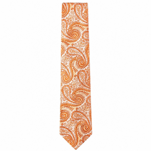 Luxury <b>Orange</b> Paisley Necktie | <b>Men</b> Formal, Wedding, Business Party Woven Designer <b>Tie</b> Premium Fashion Gift Wear Export Quality - Product Image 1