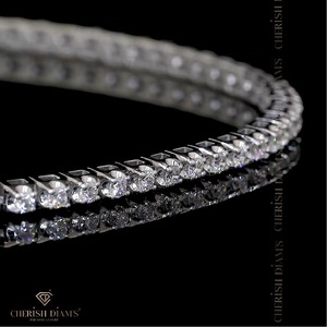 Pulsera de tenis para mujer con una sola fila de diamantes cultivados en laboratorio, oro blanco de 18k, corte brillante redondo con certificado IGI, diseño moderno. - Product Image 2