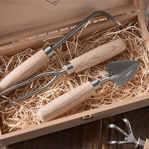 Coffret cadeau d'outils de jardin en bois de luxe avec truelle, fourche et houe pour jardinage et travaux de jardinage haut de gamme - Product Image 1