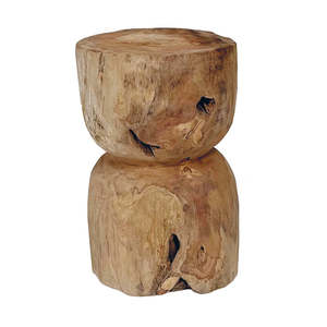 Mesa Auxiliar Rústica de Madera de Teca Sólida con Textura Natural, Taburete Multifuncional para Proyectos de Hoteles, Resorts y Hostelería - Product Image 1