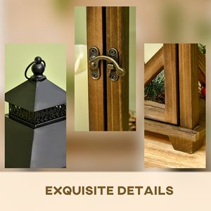 2 Pack grande lanterna rustica da esterno in legno nero scuro colore decorativo appeso in legno Design in metallo - Product Image 4