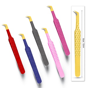 Venta al por mayor de pinzas de fibra de acero inoxidable de alta calidad Extensiones de pestañas puntiagudas Profesionales de la belleza Etiqueta privada Varios - Product Image 1