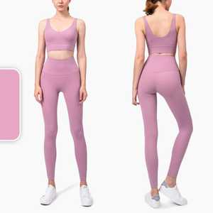 Conjunto de Yoga sin Costuras para Mujeres de EE. UU. y Europa, con Logotipo Personalizado, Leggings de Cintura Alta, Top Deportivo, Ropa de Gimnasio de Primera Calidad - Product Image 3