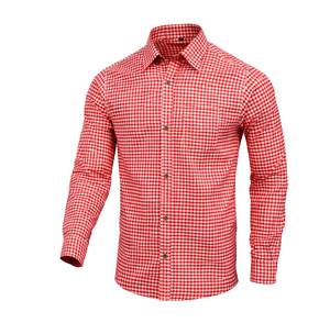 Mens Premium Red Bavarian Oktoberfest Casual Shirt Authentic Trachten Cotton Anti-Pilling Autumn S to 4XL - Product Image 1