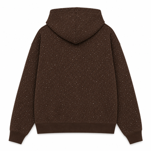 Sudadera con capucha de invierno personalizada 100% algodón con pedrería, cremallera completa, antiarrugas, de forro polar, para hombre, oversize, de peso pesado, estilo streetwear, lisa - Product Image 2