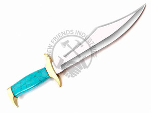 Nouveau couteau à lame fixe personnalisable en acier J2, couteau Bowie de collection, couteau de chasse, couteau de survie avec manche en pierre verte et étui - Product Image 5