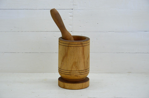 Mortier et pilon en bois écologiques faits à la main avec broyeur pour épices, herbes, ail, poivre, gingembre - Product Image 5