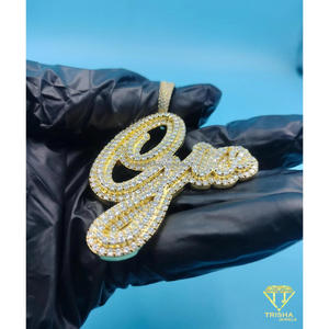 <b>Iced</b> Out Initial NAME Pendant Hip Hop Bling Necklace Gold Tone Custom Letter <b>Chain</b> Luxury Statement Jewelry - Product Image 5