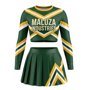 Conjunto de Uniforme de Animadora Personalizado con Estampado Frontal para Adultos, Conjunto de Ropa Deportiva Elástica Sublimada para Equipo de Baile, Spandex/Poliéster - Product Image 1