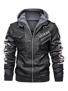 เสื้อแจ็คเก็ตหนังมีฮู้ดสไตล์ไบค์เกอร์ Venom - Product Image 1