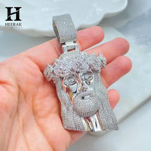 Collier pendentif Hip Hop Iced Out personnalisé avec tête de Jésus micro-pavée de diamants, luxe, en moissanite, religieux, vente en gros - Product Image 1