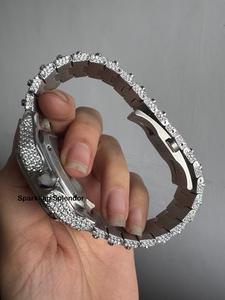 Reloj Mecánico de Lujo Personalizado de Alta Calidad con Moissanita VVS, Esfera de Cristal Chapada en Rodio Blanco, Estilo Hip Hop Elegante para Hombre - Product Image 2