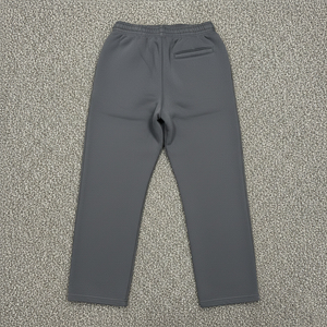 Men's Gray Sweatpants Elastic Waist <b>Heat</b> Transfer Print Brand Logo Right Leg Casual Joggers Autumn Wear Midweight Knitted Fabric - Product Image 2