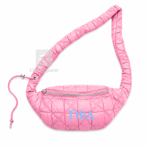 Bolso de cintura personalizado de la hermandad Gamma Phi Delta, rosa y azul cielo, con logo bordado y cierre de cremallera para ropa griega femenina - Product Image 3