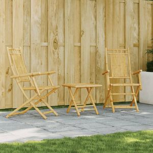 Conjunto de Bistro de Bambú Natural de 3 Piezas, Muebles Plegables para Patio - Product Image 1