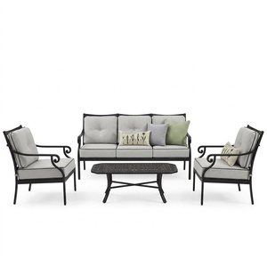 Luxury Traditional Cast Wrought Iron Outdoor Sofa <b>Set</b> Waterproof 5-<b>Seater</b> <b>Garden</b> Furniture Living Room Couch - Product Image 1