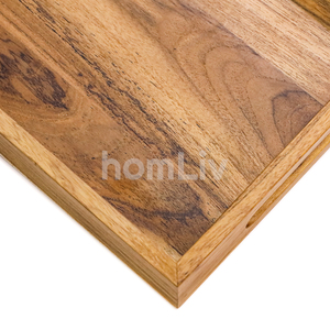 Bandeja de Servir de Madera de Teca de Tamaño Mediano con Asa Recortada, Bandeja para Cena, Desayuno en la Cama, Uso en Cocina, Comedor, Hotel, Madera Sólida Sostenible - Product Image 6