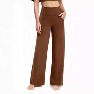 กางเกงโยคะขายส่งสำหรับผู้หญิง สีพื้น ทรงขาตรง กางเกงออกกำลังกาย สวมใส่สบาย ทรงขากว้าง - Product Image 4