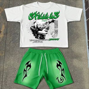 Ensemble deux pièces d'été personnalisé en gros pour hommes : T-shirt à manches courtes et short en coton, décontracté, grande taille, fournisseur OEM. - Product Image 2