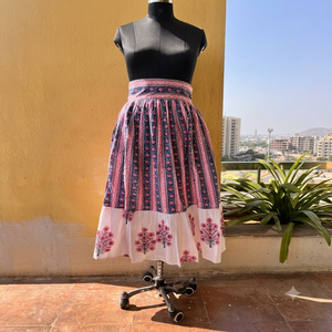 Women's Flowy <b>Tiered</b> Organic Cotton Bohemian Summer Long <b>Skirt</b> Pink Blue <b>White</b> Floral Pattern Work Wide Waistband Everyday Wear - Product Image 2