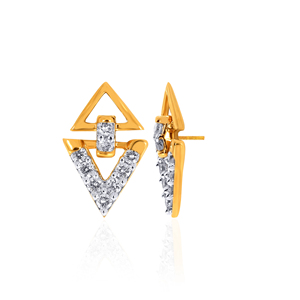 Pendientes de Diamantes Modernos con Diseño Geométrico Vanguardista, Chapados en Oro de 14K, Corte Princesa, Diamantes Naturales, para Uso Diario de Mujeres - Product Image 4